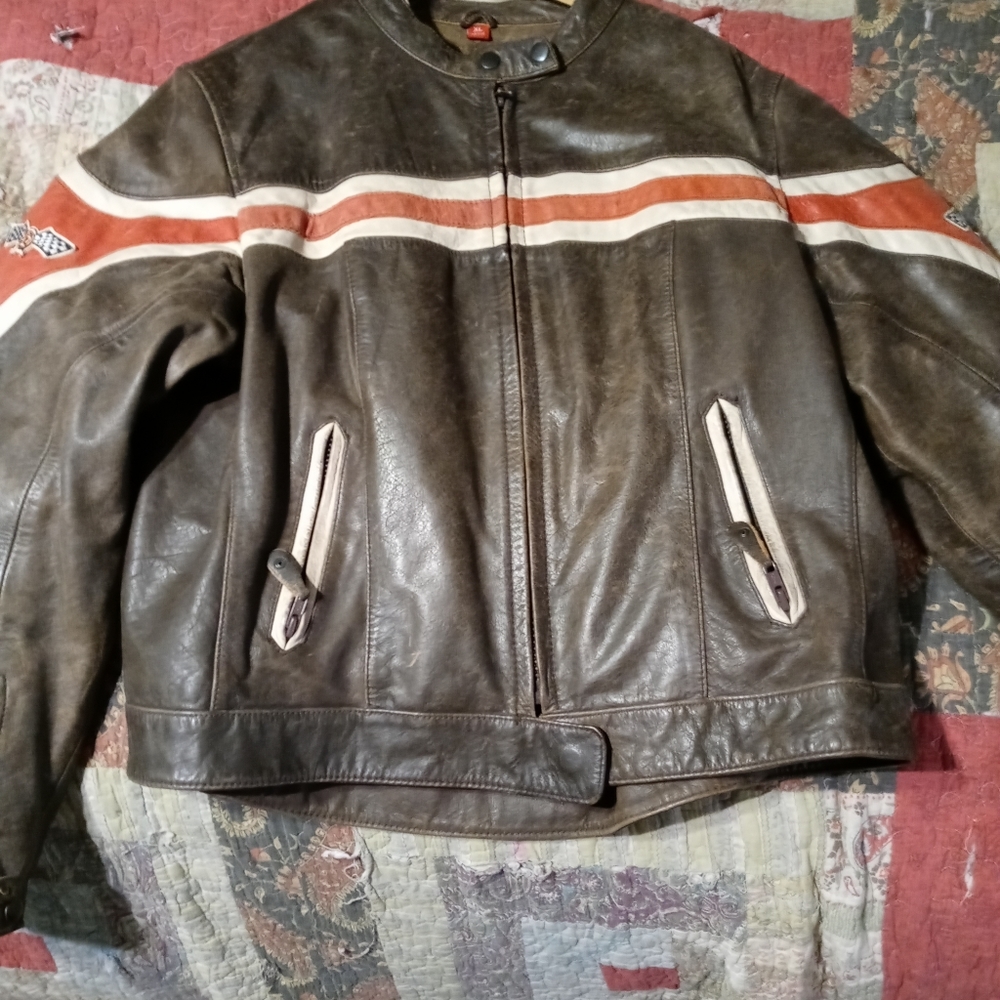 First racing leather jacket medium size and weight
